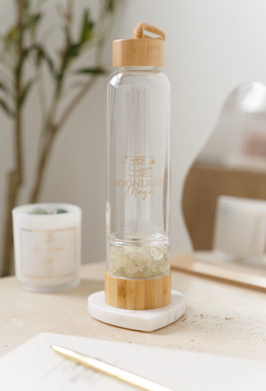 Bamboo glass water bottle - Citrine